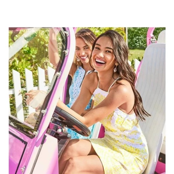 Lilly Pulitzer NWT Pearl Stretch Shift Dress Lemon Sea Cups Yellow Size 4 - Picture 2 of 9